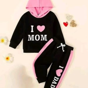 I Love Mom Hoodies Set
