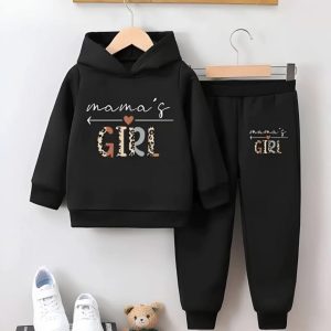 Girls Black Hoodies Set